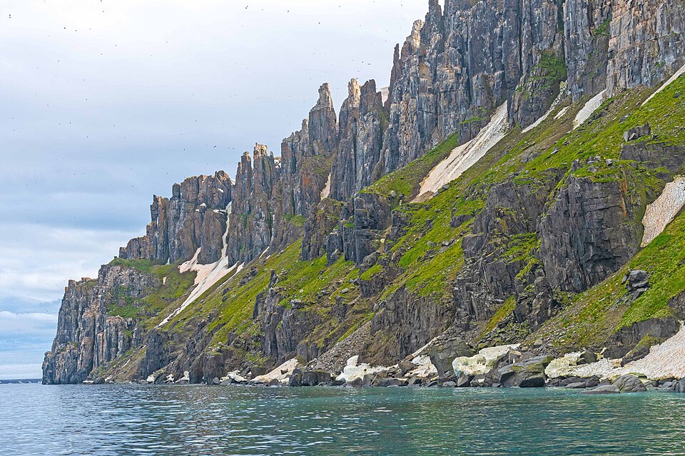 The Alkefjellet bird cliffs in Svalbard, nesting habitat for tens of thousands of seabirds